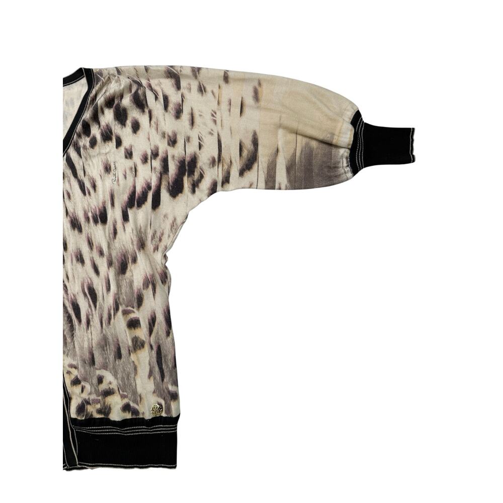 Roberto Cavalli Animal Leopard Print Cardigan Silk Cashmere IT 42 US 6 Luxury - Picture 6 of 14